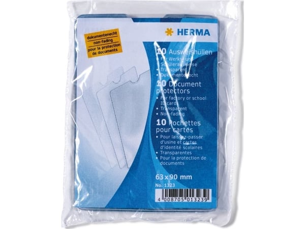 HERMA ID-kortholder, PP, 1-fold, 63 x 90 mm, liten pakke, dokumentsikker, transparent, rivebestandig, håndtaksutsparing, - 1 stk (1323)