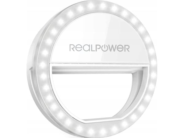 RealPower smarttelefonringlys for enda bedre selfies, LED, Grå, smarttelefoner, 8,5 cm, 28 mm, 70 g