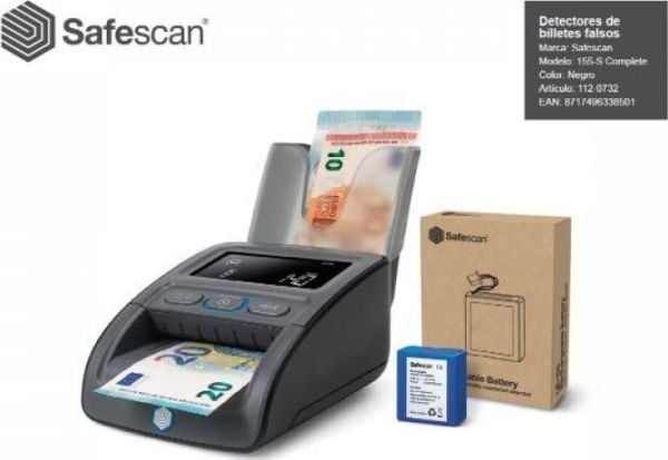 Safescan 155-S Komplett, Ulike valutaer, Infrarød (IR), Blekk, Magnetisk, Metallic thread, Size, Thickness, Watermark, Sort, LCD, CE, WEEE, RoHS, R...