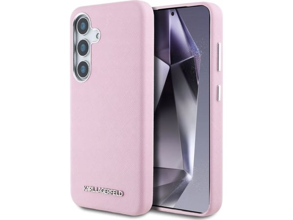 Deklas Karl Lagerfeld Saffiano full wrapped metall-logo MagSafe til Samsung Galaxy S25 Plus - telefonklistremerker i rosa fargetoner