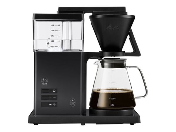Melitta ONE, Suodatinkahvinkeitin, 1,25 L, Jauhettu kahvi, 1525 W, musta, Läpinäkyvä