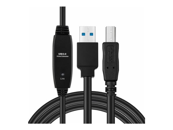 MicroConnect - USB-kabel - USB typ A (hane) till USB Type B (hane) - USB 3.2 Gen 1 - 10 m - aktiv - svart