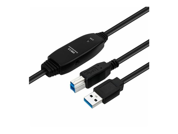 MicroConnect - USB-kabel - USB typ A (hane) till USB Type B (hane) - USB 3.2 Gen 1 - 10 m - aktiv - svart