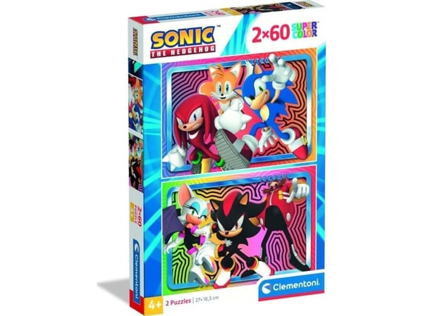 Clementoni puslespill SuperColor Sonic 2x60 brikker (24821)