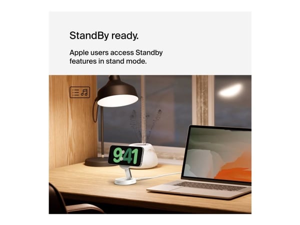 Belkin BoostCharge Pro - Trådløst ladestativ - magnetisk, konvertibel, med Qi2 - 15 watt - 3 A - Fast Charge - hvit