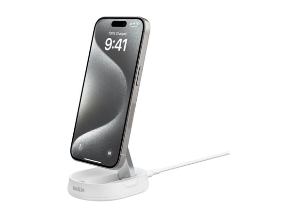 Belkin BoostCharge Pro - Trådløst ladestativ - magnetisk, konvertibel, med Qi2 - 15 watt - 3 A - Fast Charge - hvit