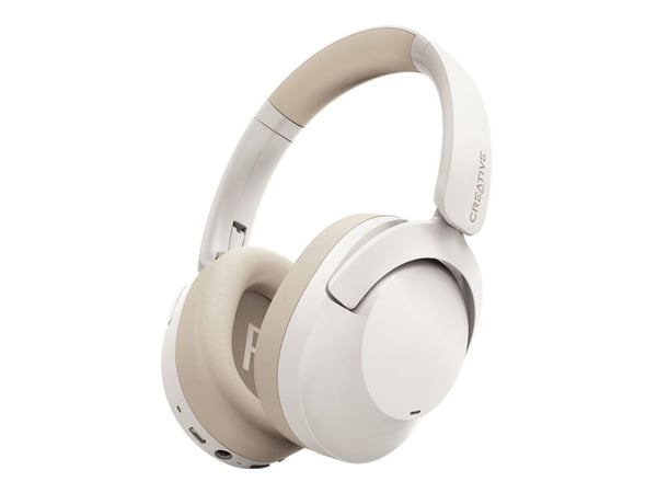 Creative Zen Hybrid 2 - Hodetelefoner med mikrofon - full størrelse - Bluetooth - trådløs, kablet - aktiv støydemping - 3,5 mm jakk - kremfarget
