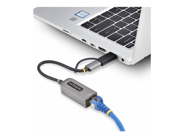 Startech USB-C to Ethernet Adapter w/USB-A Adapter, Realtek RTL8153B - Nettverksadapter - USB-C 3.2 Gen 1 - Gigabit Ethernet - romgrå