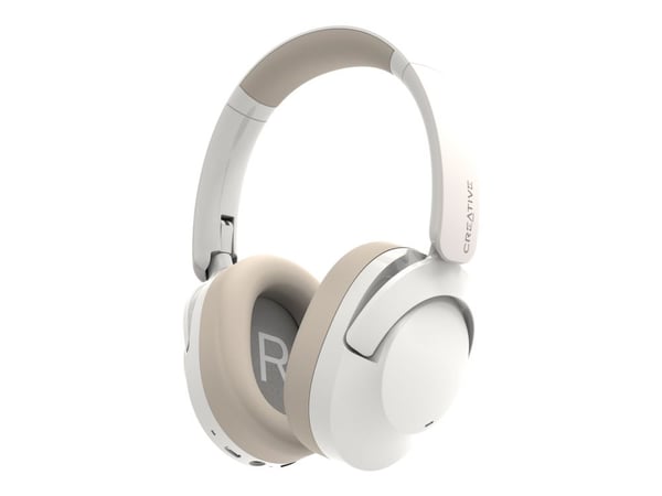 Creative Zen Hybrid 2 - Hodetelefoner med mikrofon - full størrelse - Bluetooth - trådløs, kablet - aktiv støydemping - 3,5 mm jakk - kremfarget