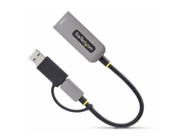 Startech USB-C to Ethernet Adapter w/USB-A Adapter, Realtek RTL8153B - Nettverksadapter - USB-C 3.2 Gen 1 - Gigabit Ethernet - romgrå