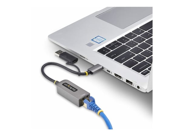 Startech USB-C to Ethernet Adapter w/USB-A Adapter, Realtek RTL8153B - Nettverksadapter - USB-C 3.2 Gen 1 - Gigabit Ethernet - romgrå