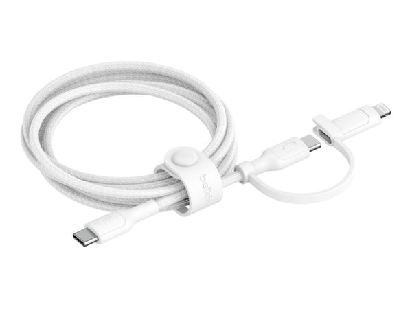 Belkin BoostCharge Pro 2-in-1 - USB-kabel - USB-C (hann) til Lightning, USB-C (hann) - USB 2.0 - 1.5 m - up to 480 Mbps, Hurtiglading opptil 60W - ...