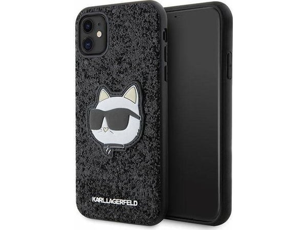 Karl Lagerfeld KLHCN61G2CPK Apple iPhone 11/Xr 6,1" svart hårt skal Glitter Choupette Patch
