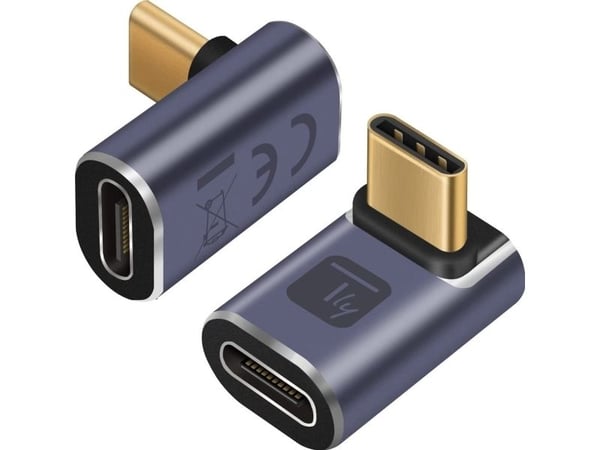 Techly USB-C-sovitin pistoke/pistorasia 90° kulmassa 40Gbps 4K ja 8K
