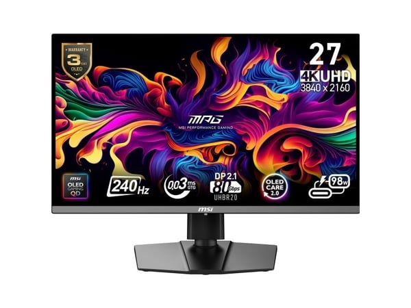MSI MPG 272URXDE - OLED-skjerm - gaming - 27" (26.5" synlig) - 3840 x 2160 UHD @ 240 Hz - 1000 cd/m² - 1500000:1 - DisplayHDR 400 True Black - 0.03...