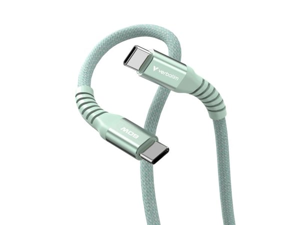 Verbatim Sync and Charge - USB-C / strømkabel - USB-C (hann) til USB-C (hann) - 1.2 m - grønn