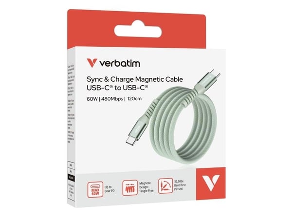 Verbatim Sync and Charge - USB-C / strømkabel - USB-C (hann) til USB-C (hann) - 1.2 m - grønn
