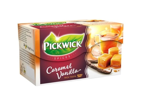 Te Sort Pickwick Caramel Vanilla 20 breve Rainforest Alliance Karamel/Vanilje,12 pk x 20 stk/krt