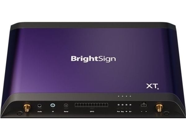BrightSign XT245, sininen, H.264, H.265, M2TS, MKV, MOV, MP4, MPEG2, MPEG4, MPG, VOB, BMP, JPEG, PNG, 7680 x 4360 pikseliä, AAC, MP2, MP3, WAV, SSD