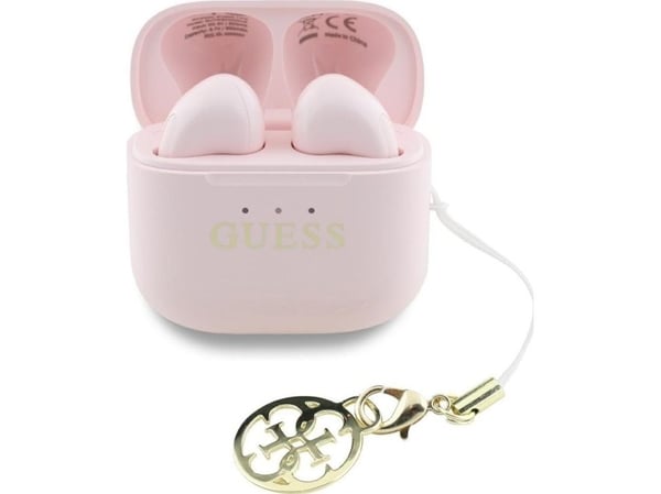 Guess TWS trådlösa hörlurar Glossy Effect Pink med logga & charm Guess TWS trådlösa hörlurar Glossy Effect Pink med logga & charm