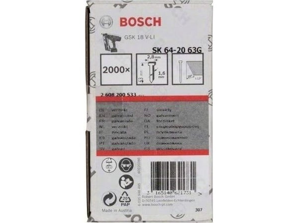 Bosch DYKKER 20GR 1,6X63MM GL 2000 STK