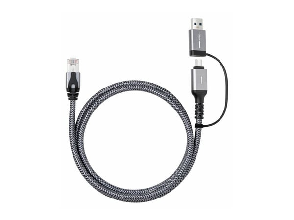 MicroConnect - Nettverkskabel - RJ-45 (hann) til USB-type A, 24 pin USB-C - 2 m - FTP - CAT 6 - USB 3.0 - svart