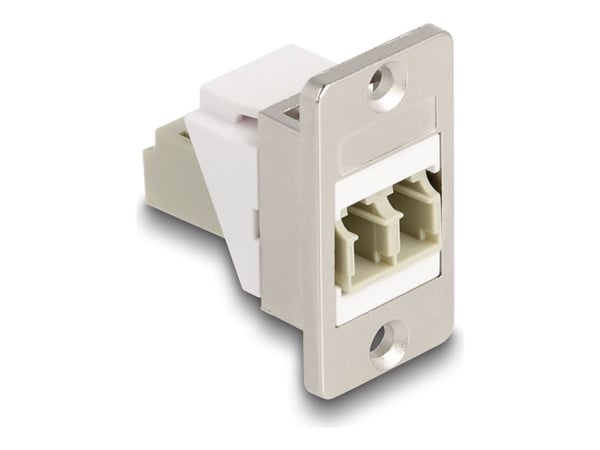 Delock - Modulinnlegg (kopling) - optical fiber, female to female, conical - housing, skapmonterbar - LC Duplex MM - sølv, hvit, beige
