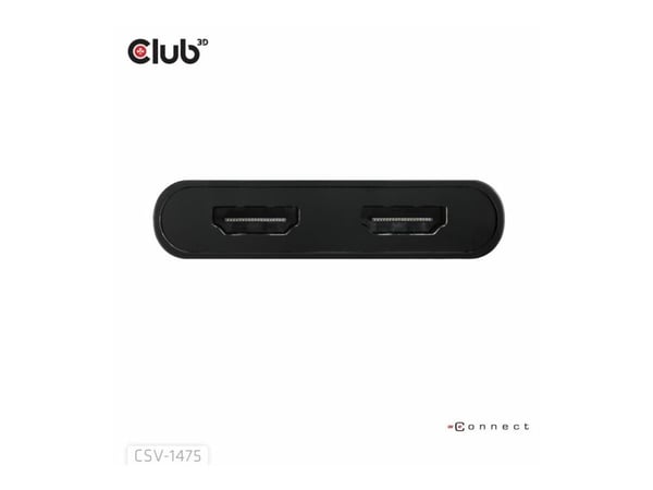 CLUB3D CSV-1475, USB Type-C, 2x HDMI, 3840 x 2160 pikseliä, musta, 10 bittiä, 61 mm