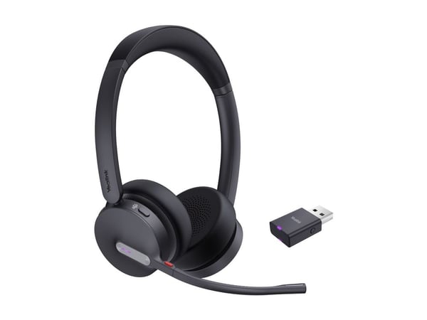 Yealink WH64 Hybrid Dual - Hodesett - on-ear - DECT / Bluetooth - trådløs - USB-A via DECT adapter, USB-C - Certified for Microsoft Teams