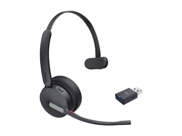 Yealink WH64 Hybrid Mono - Hodesett - on-ear - DECT / Bluetooth - trådløs - USB-A via DECT adapter, USB-C - UC-sertifisert