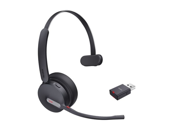Yealink WH64 Hybrid Mono - Hodesett - on-ear - DECT / Bluetooth - trådløs - USB-A via DECT adapter, USB-C - UC-sertifisert