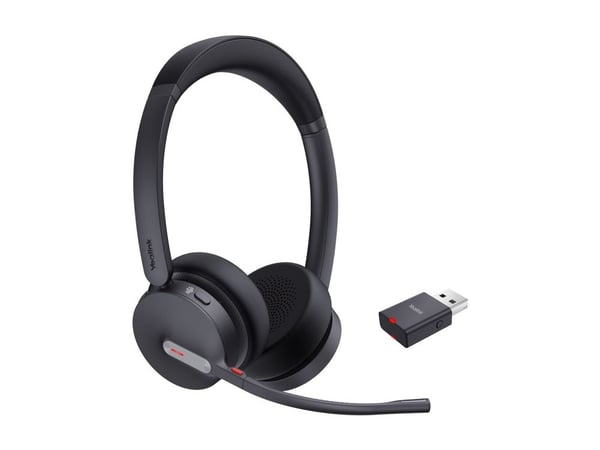 Yealink WH64 Hybrid Dual - Hodesett - on-ear - DECT / Bluetooth - trådløs - USB-A via DECT adapter, USB-C - Certified for Microsoft Teams