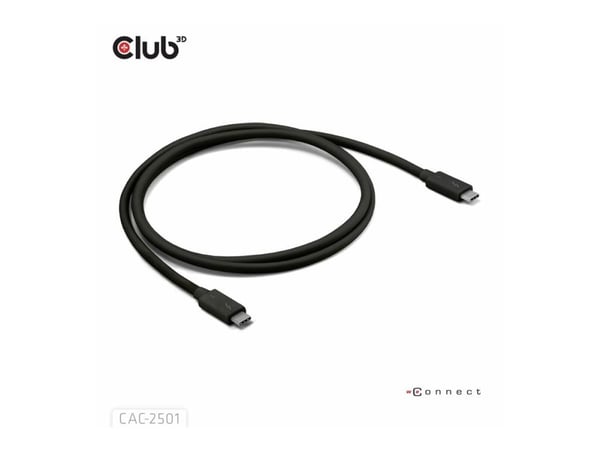Club 3D - USB-kabel - 24 pin USB-C (hane) till 24 pin USB-C (hane) - USB 3.2 Gen 2 / USB4 / Thunderbolt 3 / Thunderbolt 4 / Thunderbolt 5 - 1 m - U...