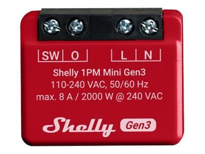 Shelly 1PM Mini Gen3, älykäs liitin, 1P, langaton, muovi, ruoka, 20 dBmW Shelly 1PM Mini Gen3, älykäs liitin, 1P, langaton, muovi, ruoka, 20 dBmW