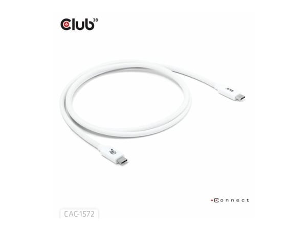 CLUB3D CAC-1572, 1,2 m, USB C, USB C, USB4 Gen 2x2, 80 Gbit/s, Valkoinen