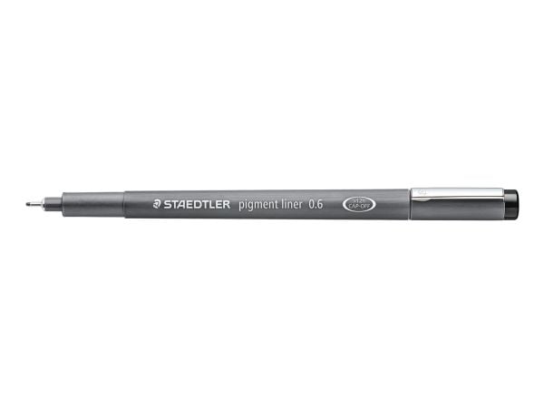 Staedtler Pigment Liner 308, Svart, Fin, Svart, Grå, Rund, Pigmentbaserat bläck, 0,6 mm