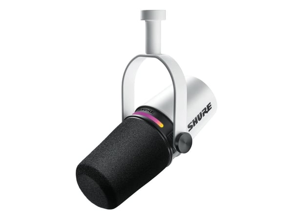 Shure MV7+ - Mikrofon - 3-stifts XLR, USB - hvit - OBS Sertifisert, MFi Certified