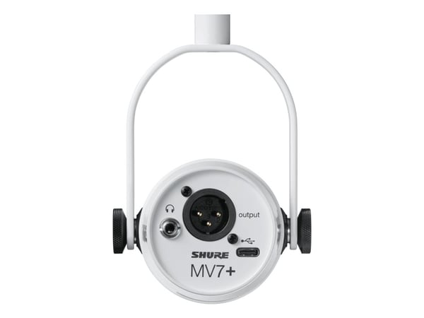 Shure MV7+ - Mikrofon - 3-stifts XLR, USB - hvit - OBS Sertifisert, MFi Certified
