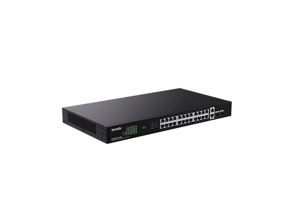 Tenda TEG1128P-24-410W, Uhåndtert, Gigabit Ethernet (10/100/1000), Strøm over Ethernet (PoE), Rack-montering, Kan monteres på vegg
