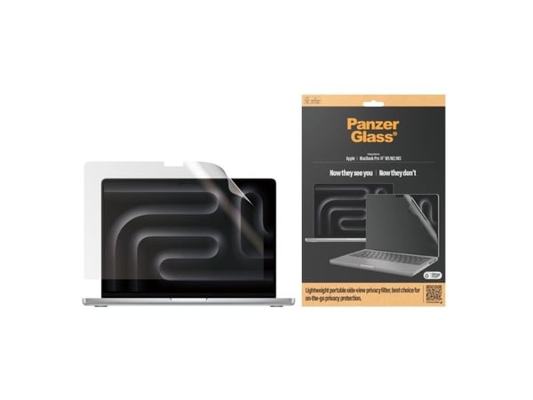 PanzerGlass ® Privacy Filter MacBook Pro 14" | M1 | M2 | M3 | M4, Apple, Apple - Macbook Pro 14“, Asennus kuivana, Naarmuuntumisenkestävä, Läpinäky...