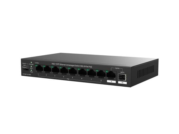 Tenda TEG1110PF-8-120W, Uhåndtert, Gigabit Ethernet (10/100/1000), Strøm over Ethernet (PoE), Kan monteres på vegg