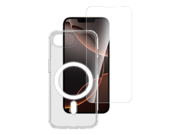 4smarts - 3-in-1 Premium Starter Set - baksidedeksel for mobiltelefon - MagSafe-samsvar - gjennomsiktig, hvit - for Apple iPhone 16e