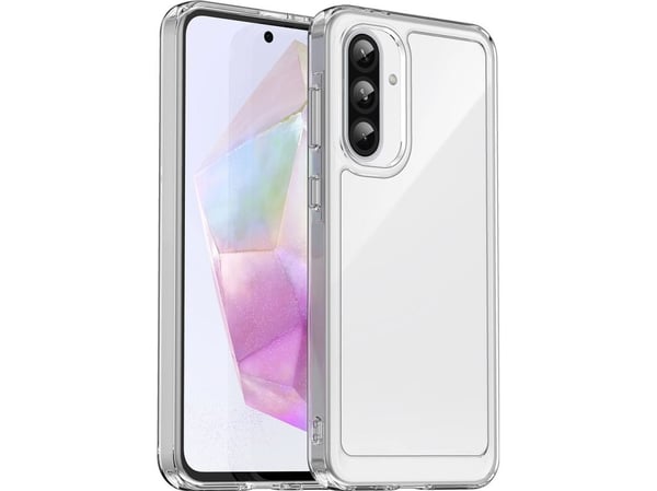 Outer Space-deksel til Samsung Galaxy A26 med fleksibel ramme - transparent