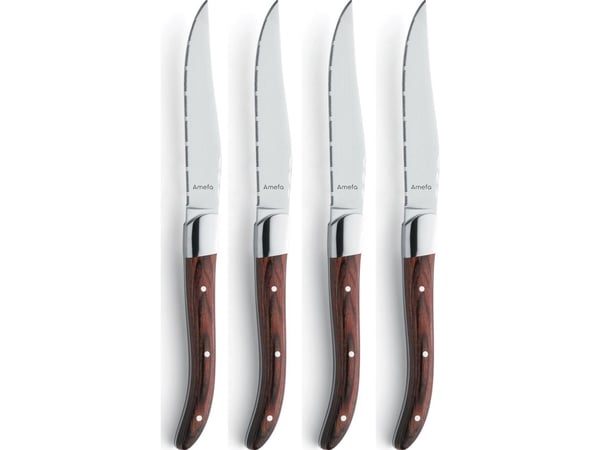 Amefa Royal Steak 2520 - 4-pcs Steak knife set brown in wooden box