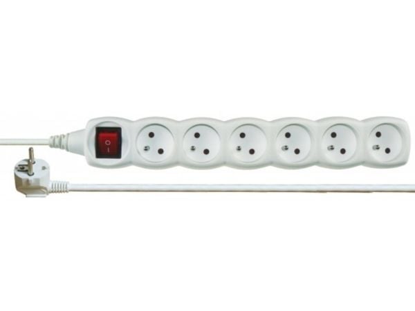 Emos 1902160200, Vekslet, Hvit, 6 AC-utganger, 2 m, 250 V, 10 A