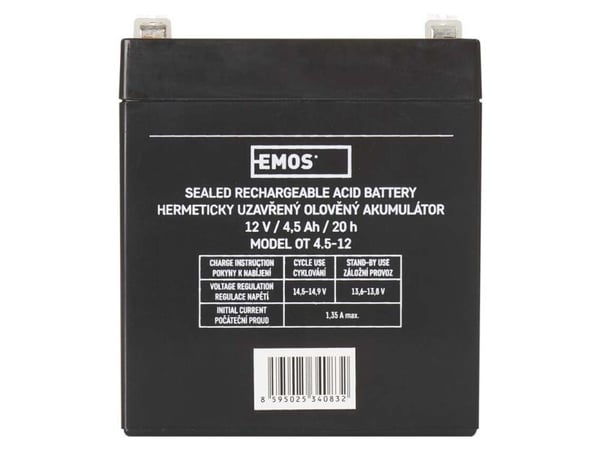 Emos 1201000700, Oppladbart batteri, Forseglet blysyre (VRLA), 12 V, 1 stykker, 4500 mAh, 5 år