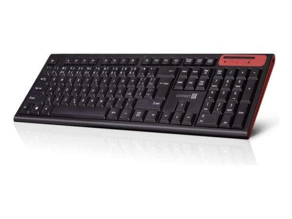 Connect IT CKB-3000-CS, Full størrelse (100 og), Trådløs, RF kabel-fri, Sort, Rød