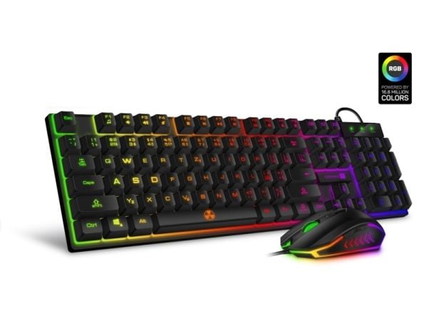 Connect IT CKM-3200-CS, Kabel, USB, Membrantangentbrytare, RGB LED, Svart, Mus inkluderad