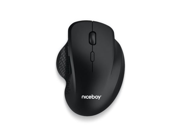 Niceboy OFFICEM20, Høyre hendt, Optisk, RF kabel-fri, 1600 DPI, Sort