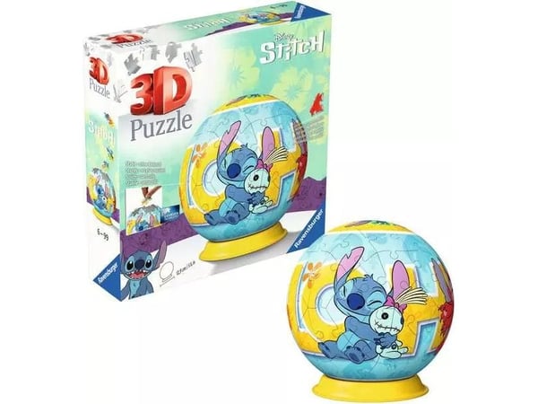 Ravensburger 3D Puzzle Ball: Disney Stitch, 73 stykker, Tegneserier, 6 år